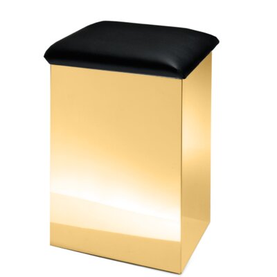 Everly Quinn Lamons Backless Vanity Stool  Size: 19.7 H x 12.6 W x 12.6 D, Seat Color: Black, Frame Color: Polished Gold