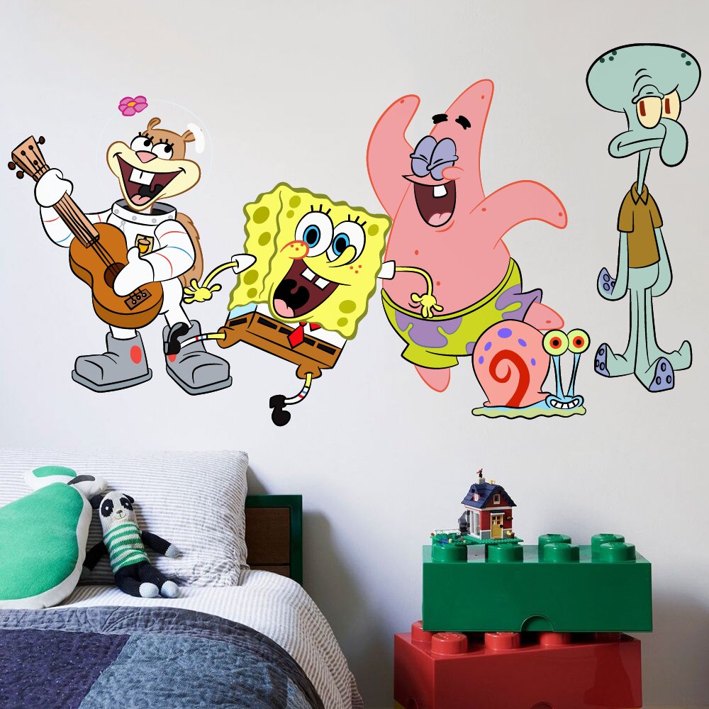 4 Spongebob Characters Patrick Squidward Colour Wall Sticker Vinyl All 30cm High 