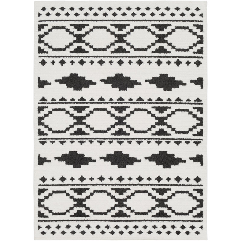 Rhodes Bohemian Ivory Black Area Rug Rhodes Bohemian Ivory Black Area Rug