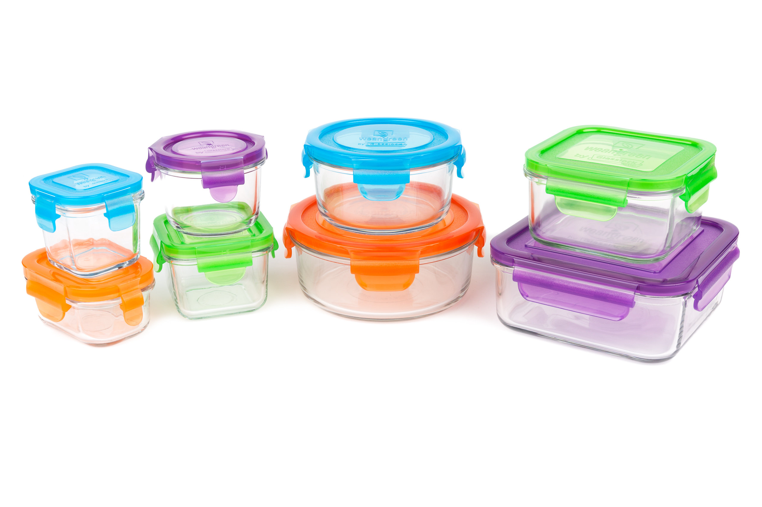 Wean Green Glass Kitchen Set Food Storage Variety Pack of 8