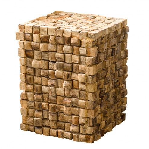 Loon Peak Colombier Teak Wood Block End Table Wayfair Ca