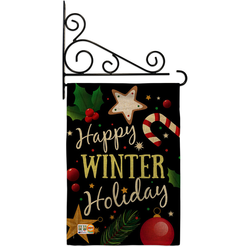 Breeze Decor Happy Winter Holiday 2 Sided Burlap 19 X 13 In Flag Set Wayfair