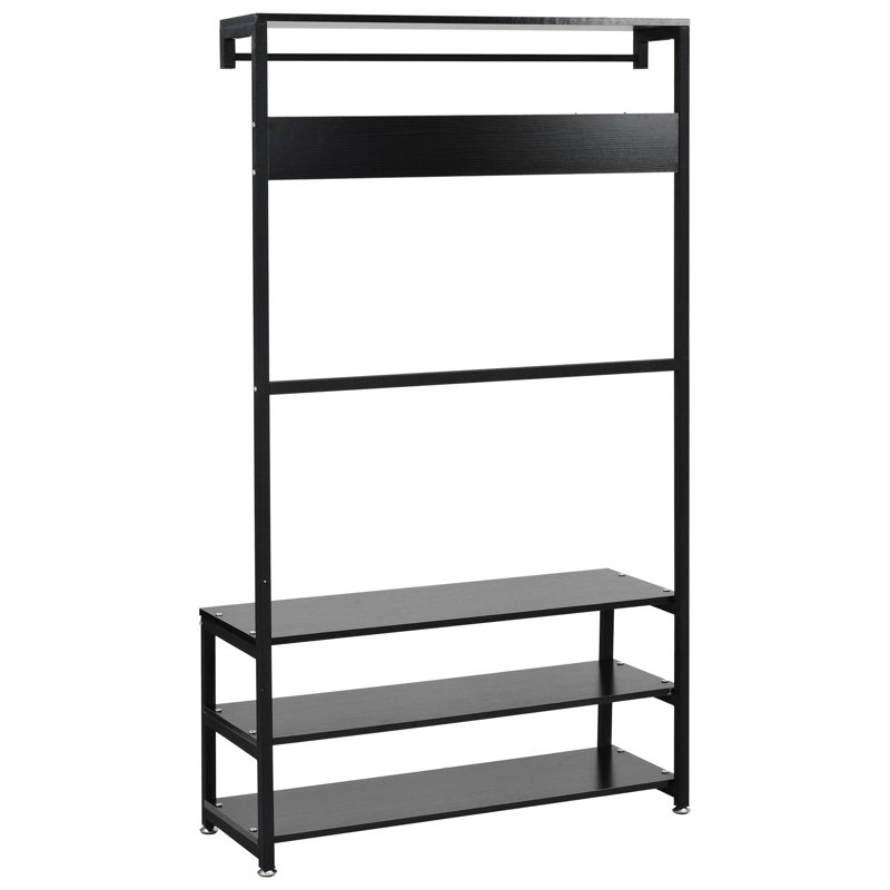 17 Stories Coat Rack Shoe Bench Hall Tree With Storage Shelf For Entryway Industrial Accent Furniture With Steel Frame Wayfair