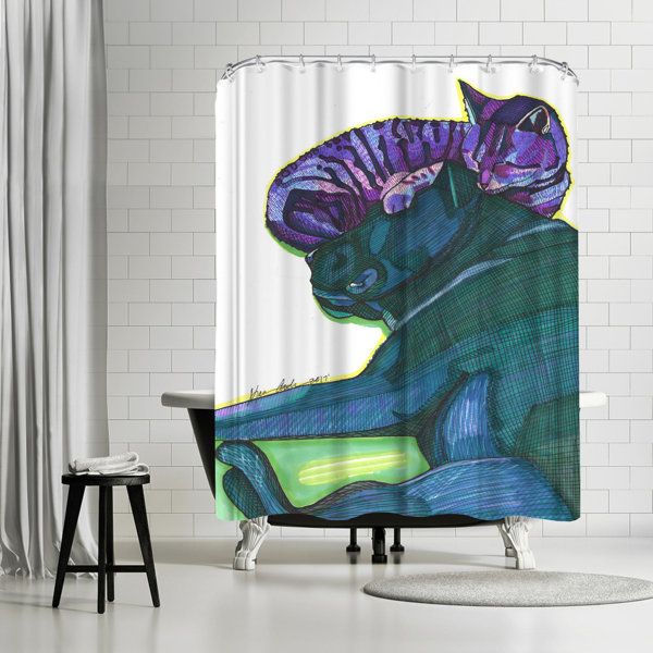 East Urban Home Solveig Studio Sleeping Cat And Dog Single Shower Curtain Wayfair