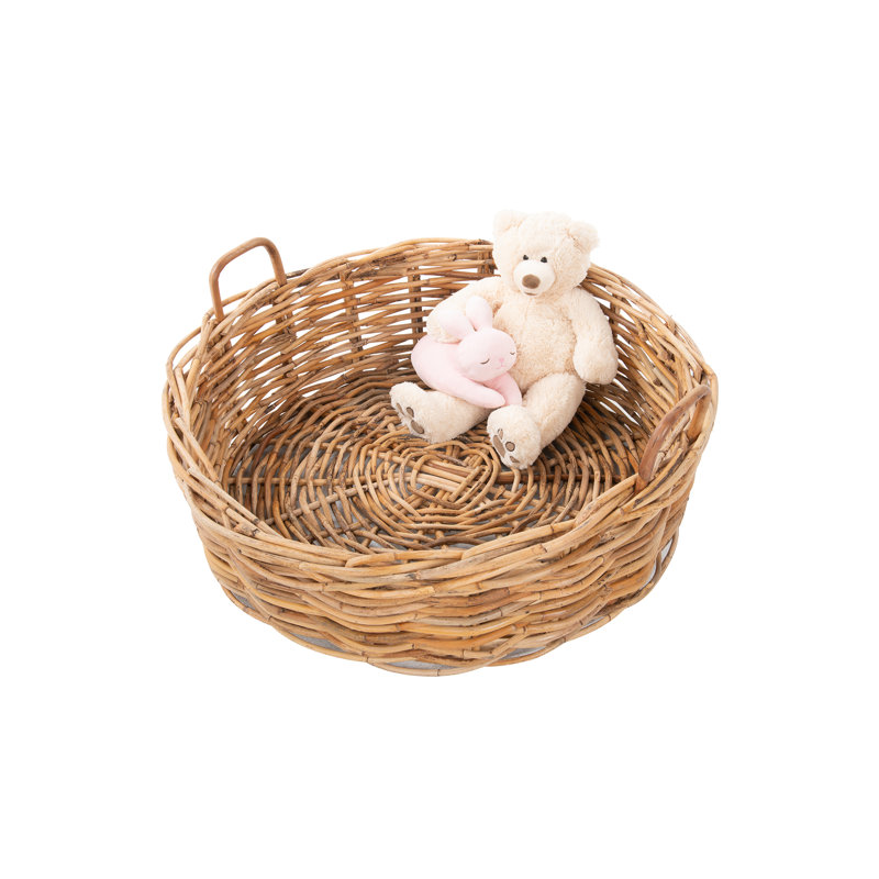 Kouboo Round Rattan Lacak Floor Basket Jumbo Size Natural Brown Wayfair