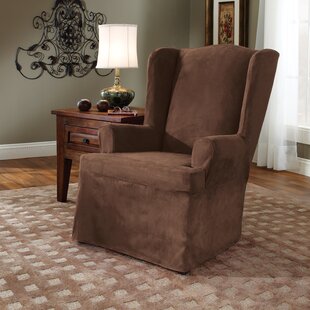 Soft Suede T-Cushion Wingback Slipcover By Sure Fit