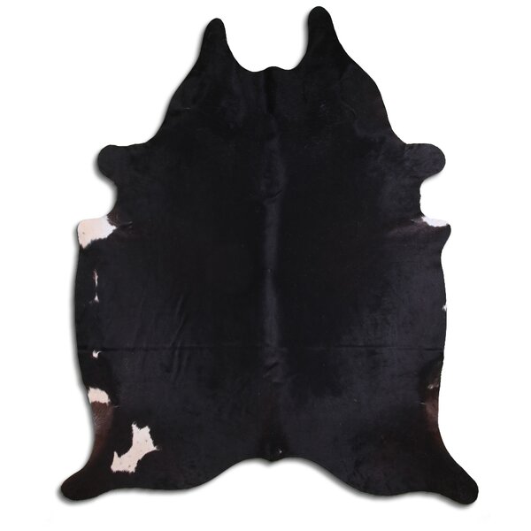 Foundry Select Flux Handmade Cowhide Black Rug | Wayfair