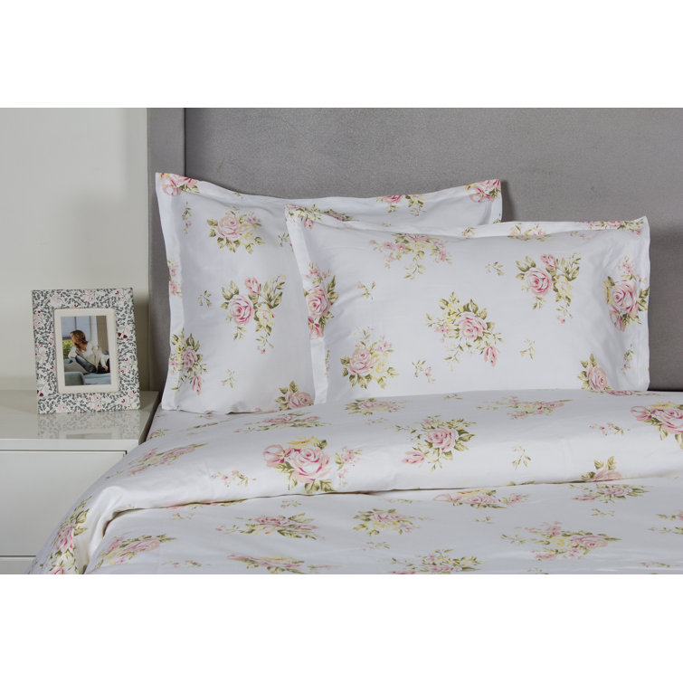 Melange Home Rose Bouquet Pink White 100 Cotton 400 Tc Reversible Duvet Cover Set Reviews Wayfair