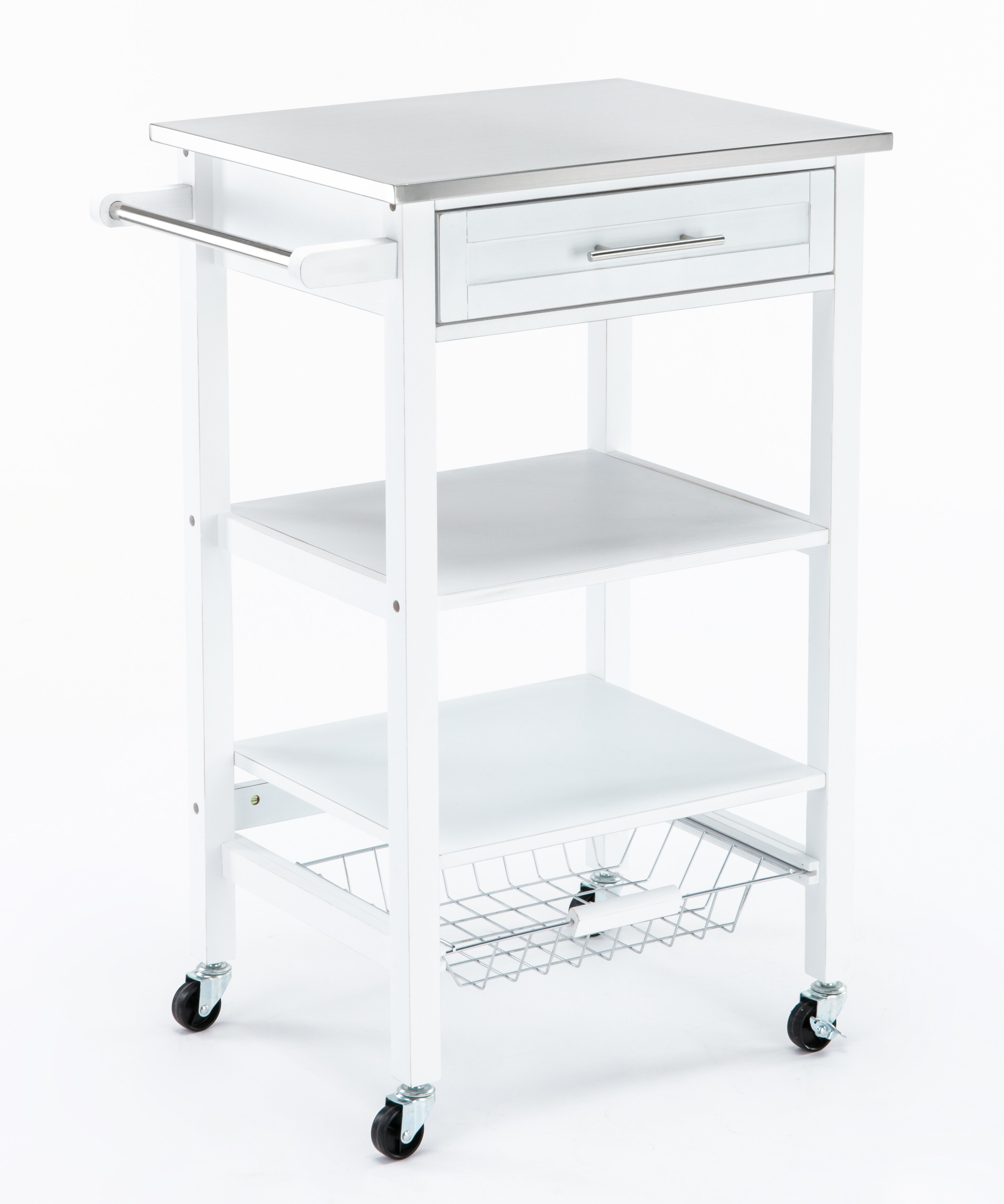 Gracie Oaks Brodnax Kitchen Cart With Stainless Steel Top Reviews Wayfair