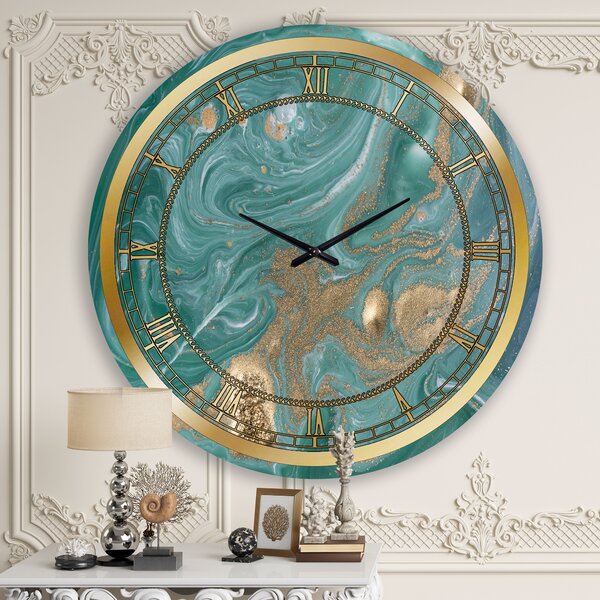 East Urban Home Oversized Marble Wall Clock | Wayfair