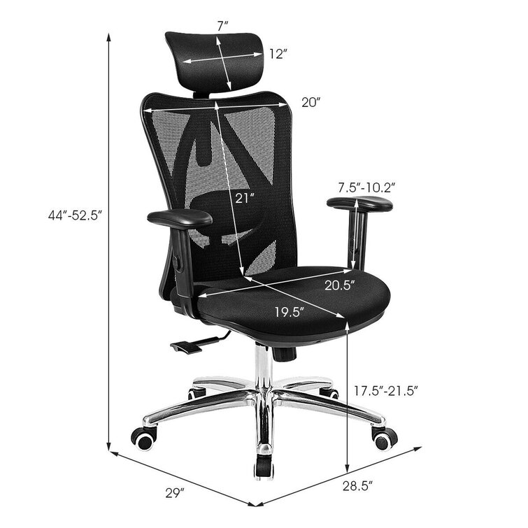 Mesh Office Chair Recliner High Back w/ Headrest Lumbar Support Black