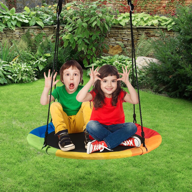 Large Saucer Swings Children with... 40" Round Outdoor Tree Swing for Kids 