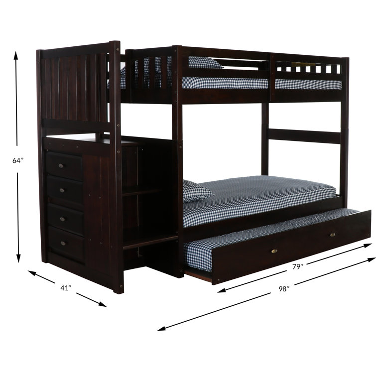 Harriet Bee Aerius Twin Over Twin Solid Wood Standard Bunk Bed With Trundle By Harriet Bee Wayfair