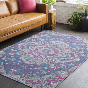 Randhir Navy/Gray/Pink Area Rug