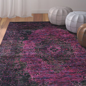 Artesia Hand-Knotted Slate Blue / Fuchsia Area Rug