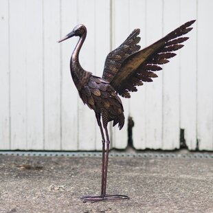 Chapin Crane Bird Wings Up Statue By Happy Larry
