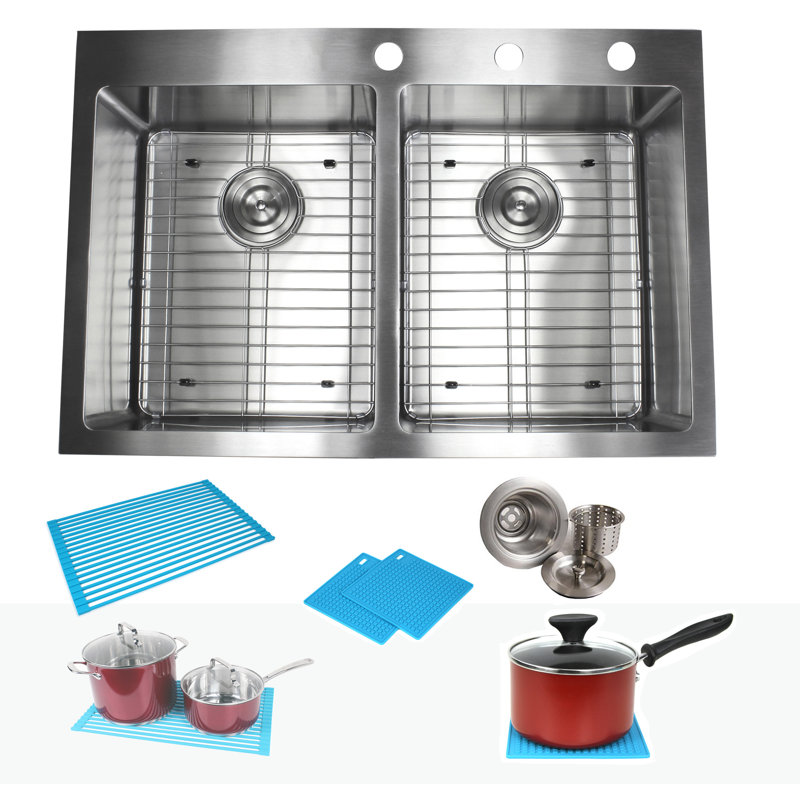 Emodern Decor Ariel 33 L X 22 W Double Basin Drop In Kitchen