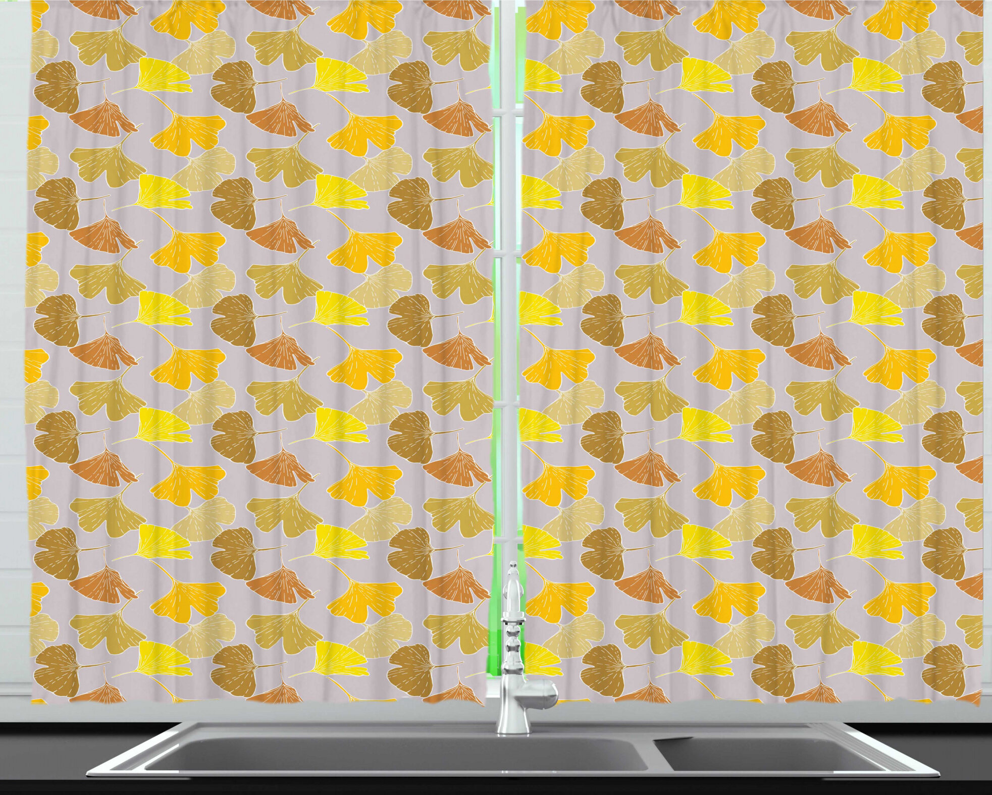 Floral Tailored 20'' Kitchen Curtain in Yellow