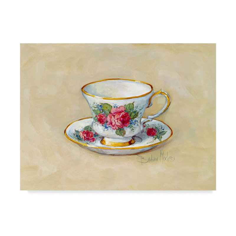 Ophelia Co Rose Teacup Beige Acrylic Painting Print On