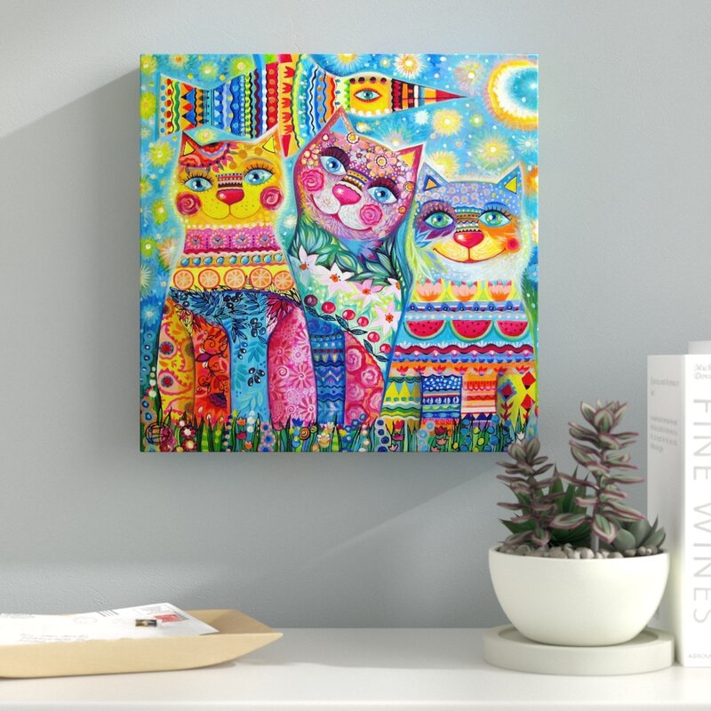 Deco Cats by Oxana Ziaka - Wrapped Canvas Graphic Art
