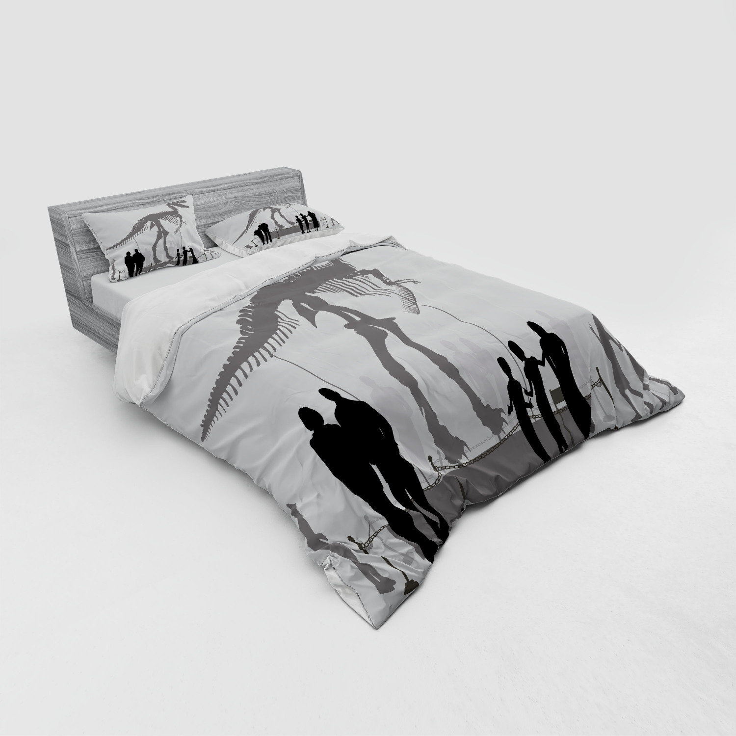 monochrome dinosaur bedding