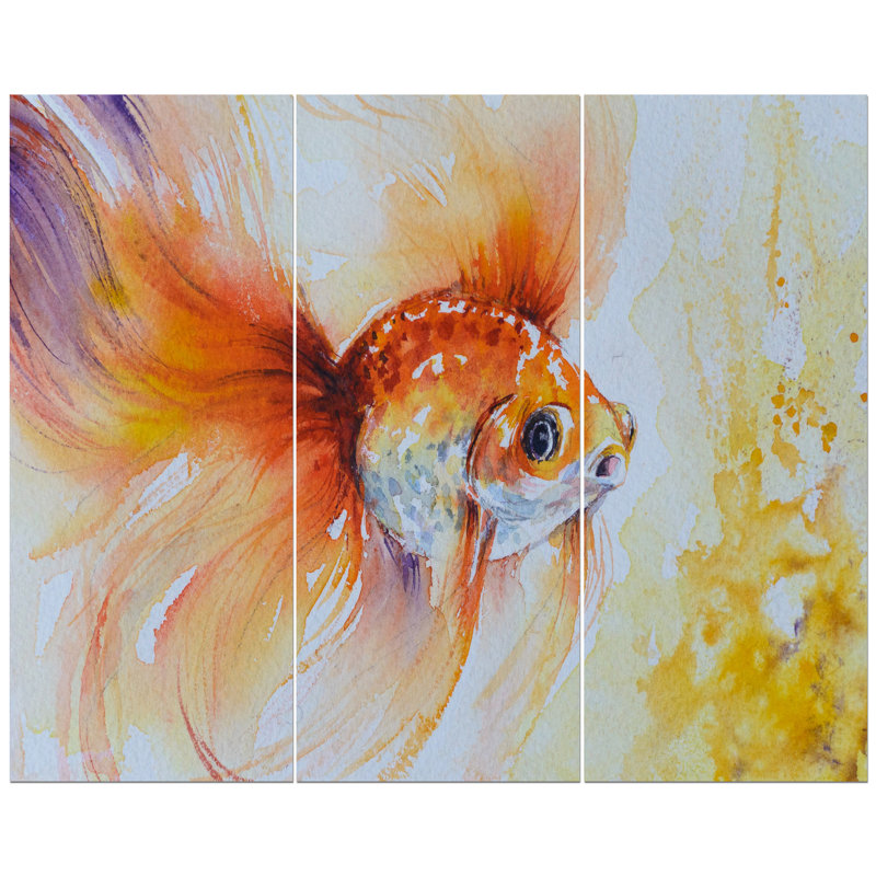 East Urban Home Orange Goldfish In Water Oil Painting Print Multi Piece Image On Wrapped Canvas Wayfair