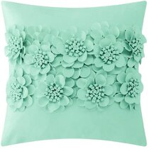JWH Handmade 3D Flowers Accent Pillow Case Decorative Cushion Cover Solid Suede Pillowcase Home Bed Living Room Tavel Pillow Sham Girl Gift 18 x 18 Inch Blue 