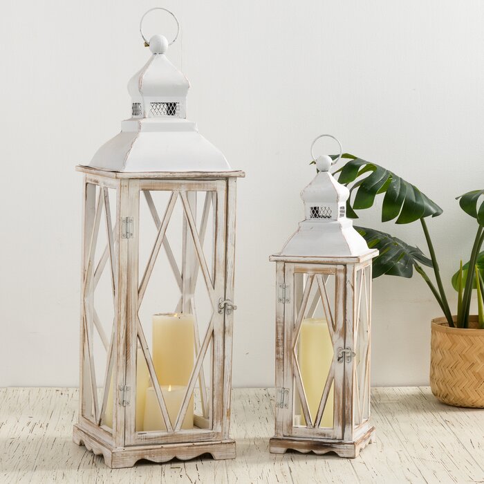 rustic wooden candle lanterns