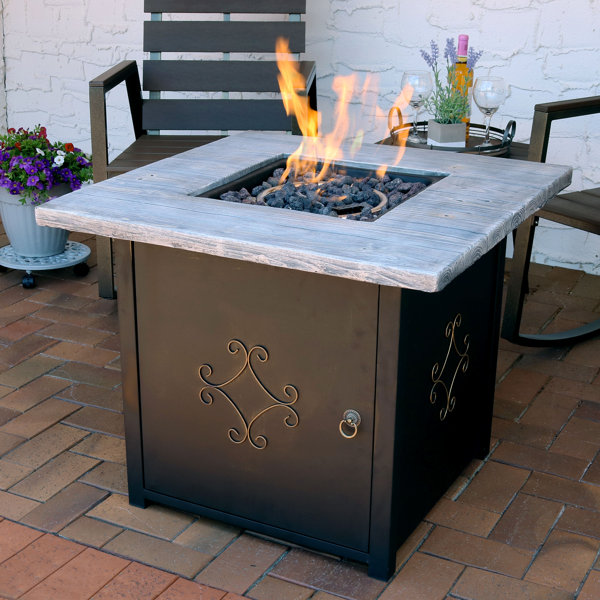 Fleur De Lis Living Margate Lava Rock Stone Propane Gas Fire Pit