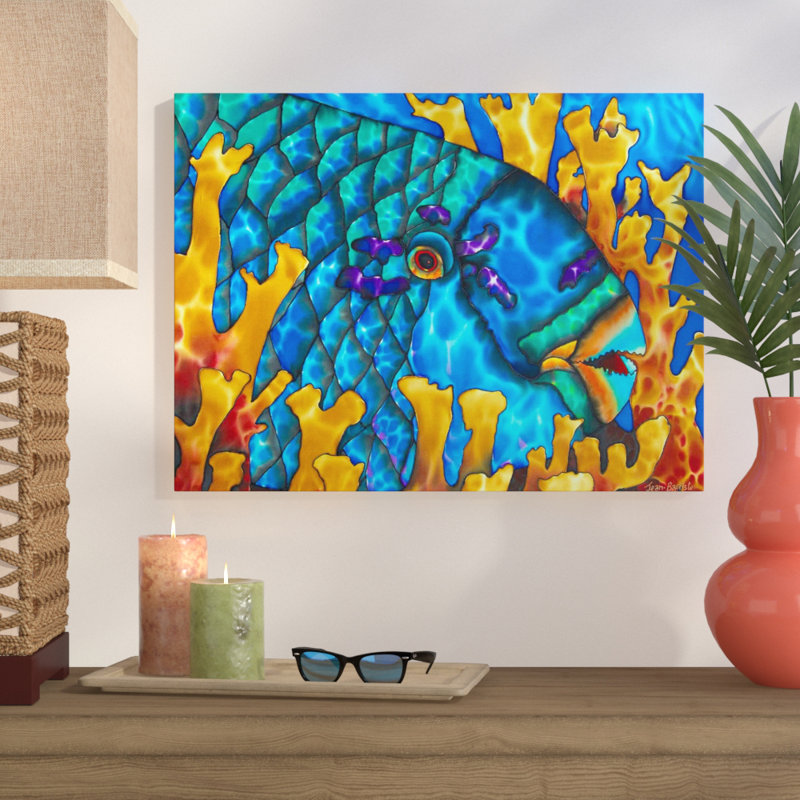 Bay Isle Home Parrot Fish And Fire Coral Acrylic Painting Print