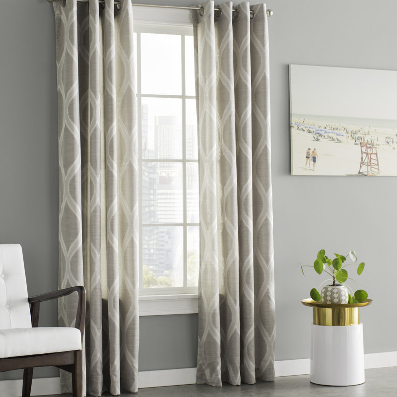 Langley Street Quinton Geometric Semi Sheer Grommet Curtain Panels Reviews Wayfair Ca