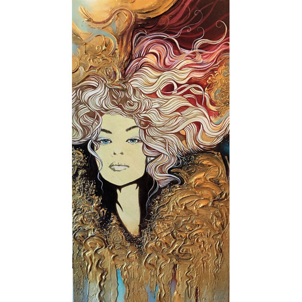 Latitude Run Golden Girl Acrylic Painting Print On Wrapped