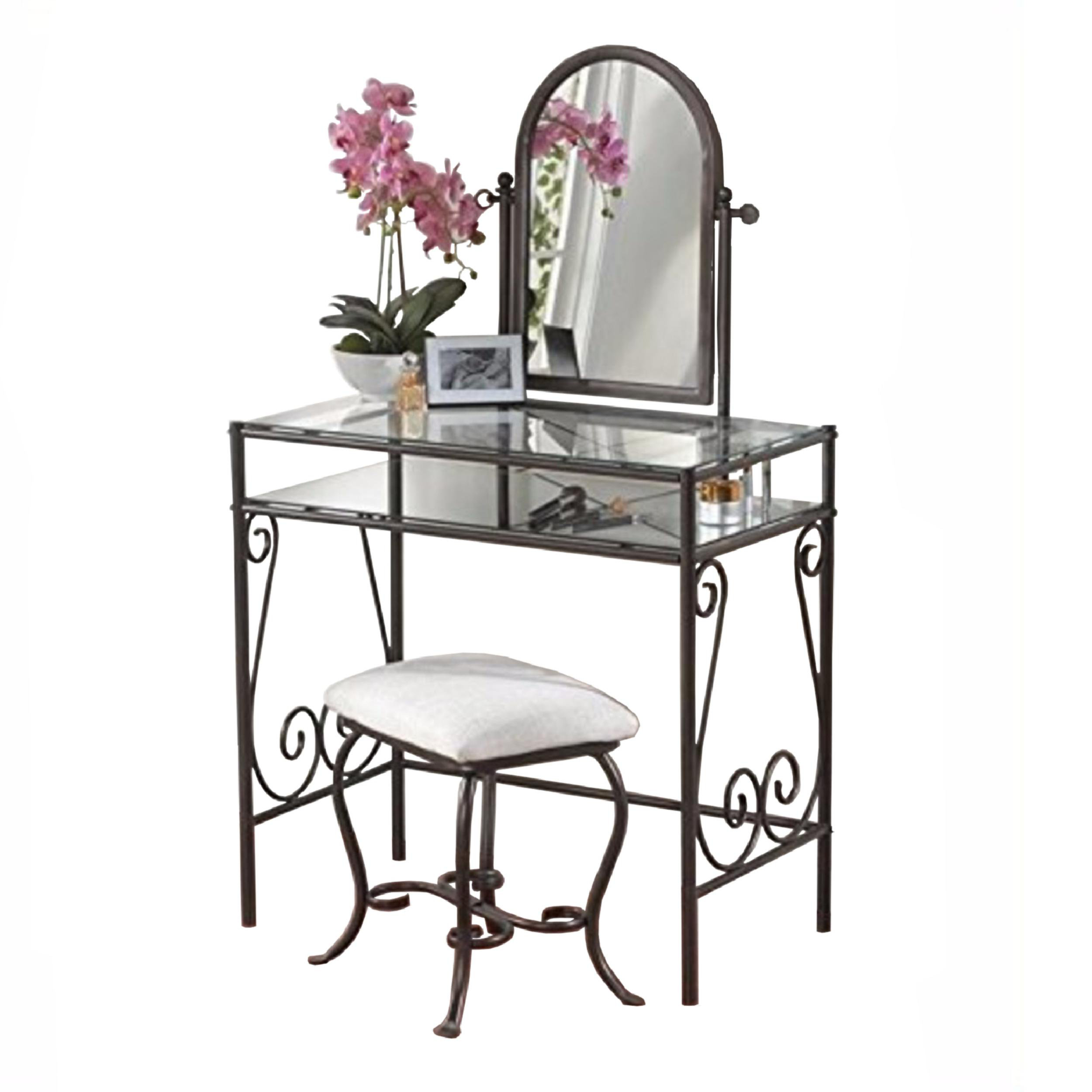 Fleur De Lis Living Seavey Classic Metal Vanity Set With Mirror Wayfair