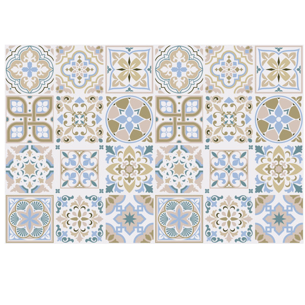 World Menagerie 24 Piece Light Sapphire And Parchment Spanish Tile Window Decal Set Wayfair Ca
