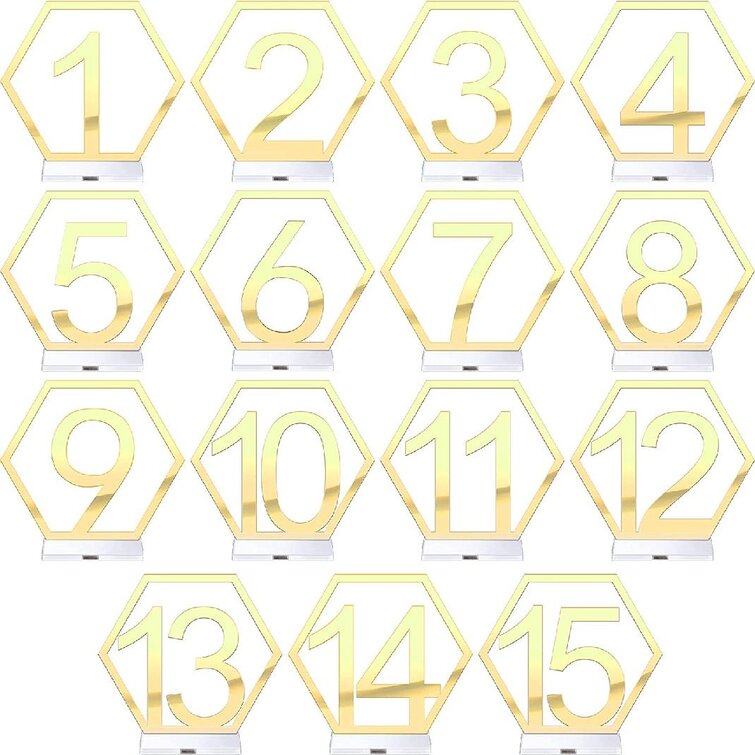 1-40 Wooden Wedding Table Numbers Hexagon Shape with Holder Base Catering Decor 