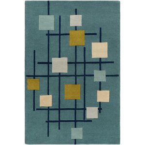 Dewald Hand-Tufted Teal Blue Area Rug