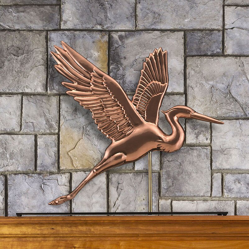 Copper Wall Decorations - Graceful Heron Figurine