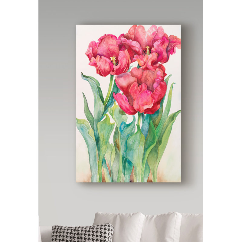 Trademark Art Cherry Red Tulip Acrylic Painting Print On Wrapped