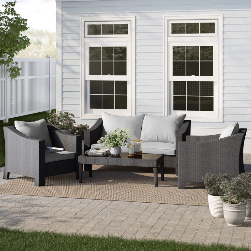 Sol 72 Outdoor Portola 4 Piece Rattan Sectional Seating Group With Cushions Reviews Wayfair