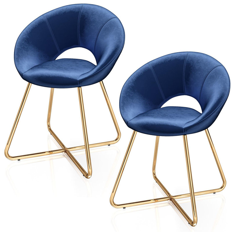 Everly Quinn Modern Accent Chair Set Of 2 Velvet Upholstered