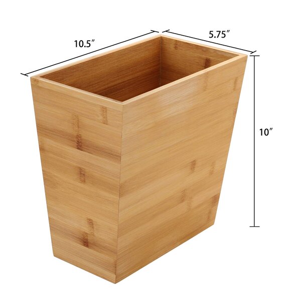 Katier Bamboo Waste Basket Rectangular Narrow Trash Can Wastebasket Waste Bin Garbage Can For Bathroom Bedroom Office And Home 10 5 X 5 75 X 10 Wayfair