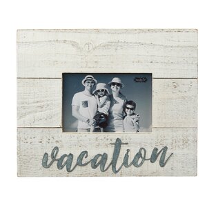 Planked White Wood and Tin Vacation Pictured Frame