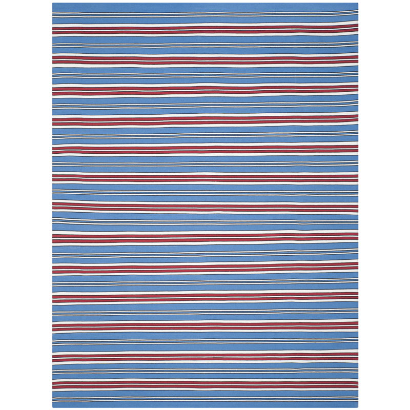 Lauren Ralph Lauren Leopold Stripe Handwoven Flatweave Royal Blue Red Area Rug Wayfair