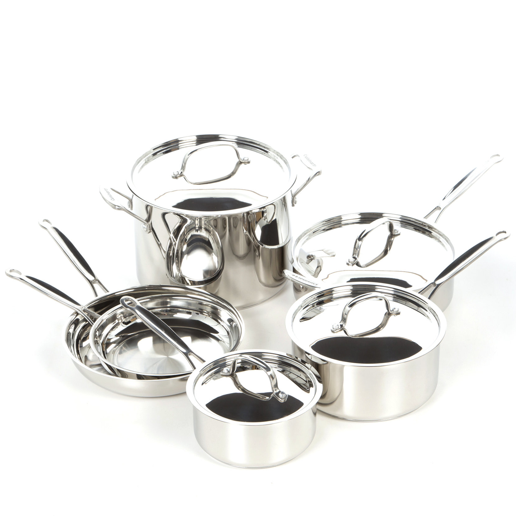 Pots Pans Cuisinart 77-10 Chef/'s Classic Stainless 10-Piece Cookware Pro Set