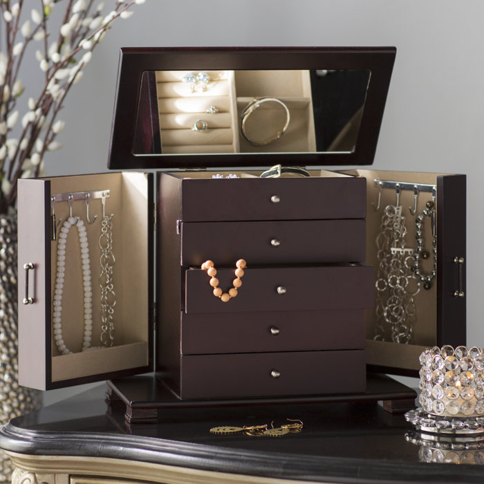 Three Posts Velvet Mirrored Jewellery Box Reviews Wayfair Ca