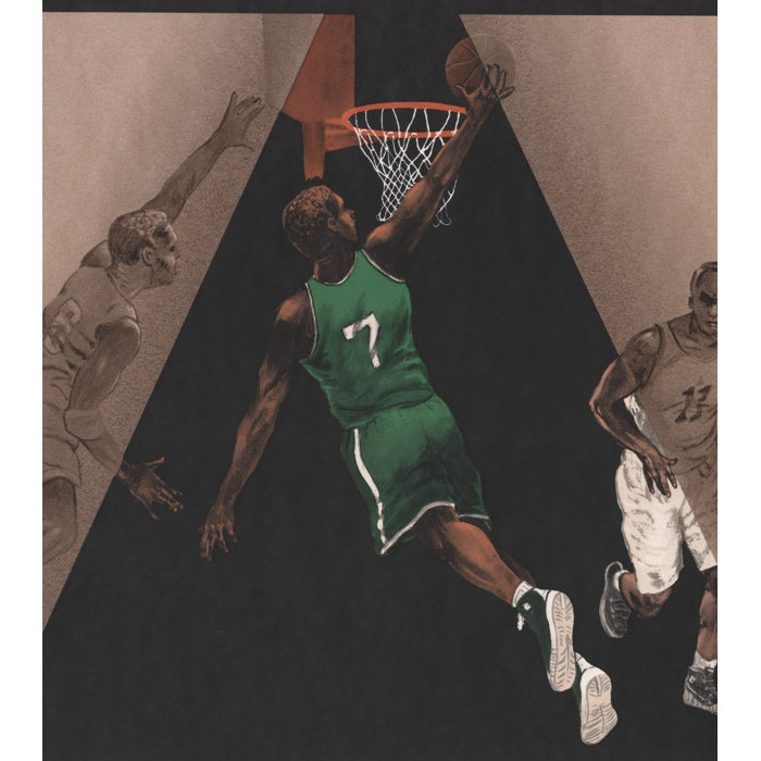 York Wallcoverings Basketball Players Sports Retro Design 15 L X