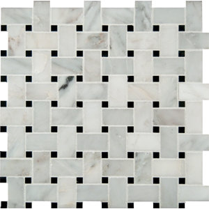 Basket Weave Pattern Random Sized Natural Marble Mosaic Tile in White