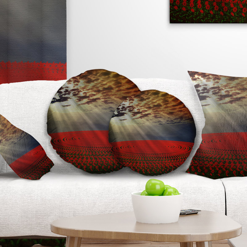 East Urban Home Floral Beautiful Circled Flower Fields Throw Pillow Wayfair