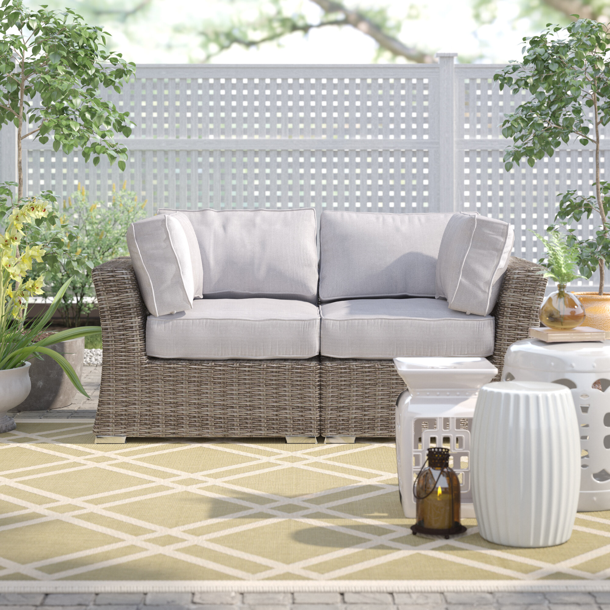 rattan loveseat grey