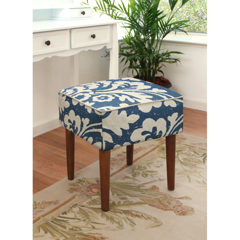 Jacobean Floral Upholstered Vanity Stool
